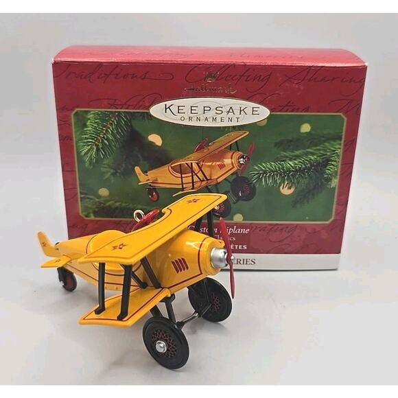 2001 Hallmark Ornament 1930 Custom Biplane Kiddie Car Classic New U67 - Picture 1 of 8